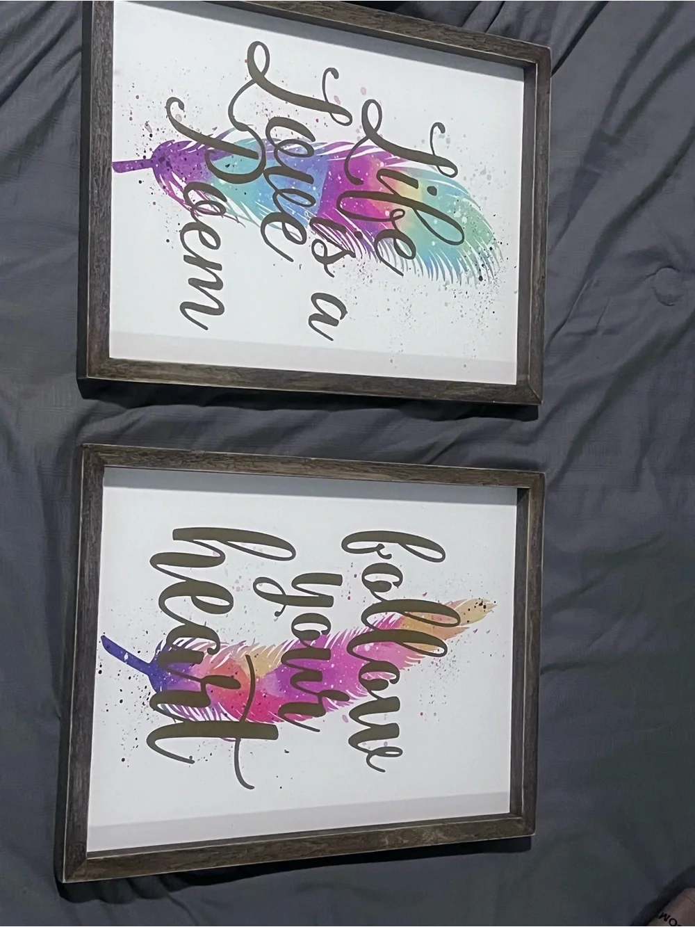 Framed Feather Quote Wall Art - Multicolor